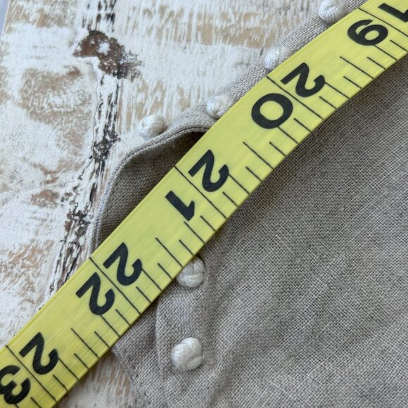 J. Crew 100% Linen Top/Shirt Embroidered French Knot Tan/Beige Womens Tunic 8 - Picture 6 of 10